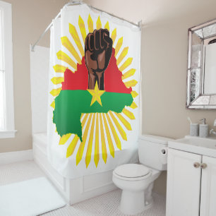 Burkina Faso Map, Flag and Revolution Fist Shower Curtain