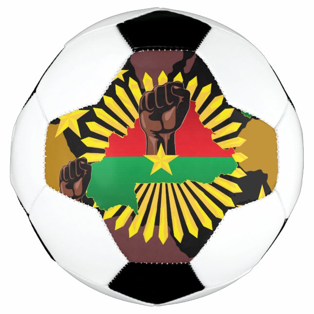 Burkina Faso Map, Flag and Revolution Fist Soccer Ball (Front)