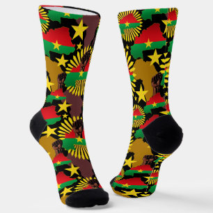 Burkina Faso Map, Flag and Revolution Fist Socks