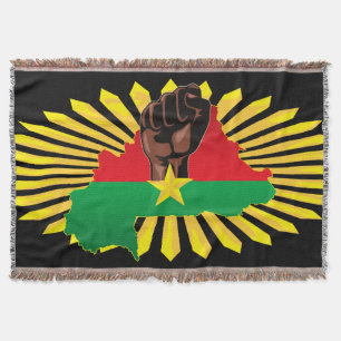 Burkina Faso Map, Flag and Revolution Fist Throw Blanket