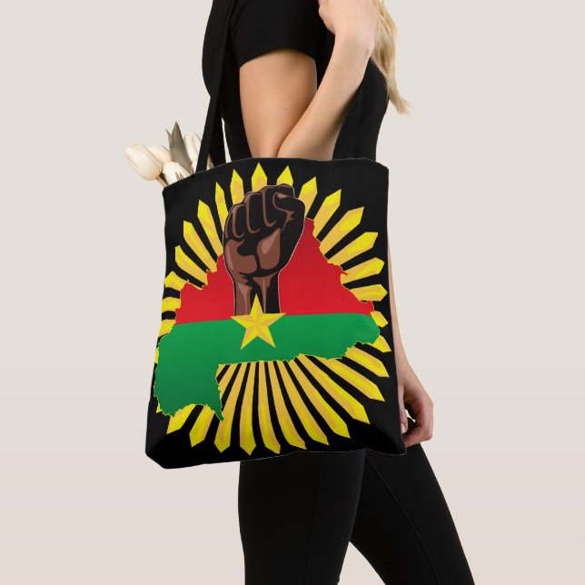 Burkina Faso Map, Flag and Revolution Fist Tote Bag (Close Up)