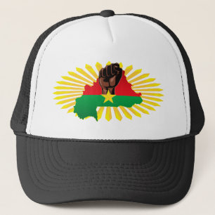 Burkina Faso Map, Flag and Revolution Fist Trucker Hat