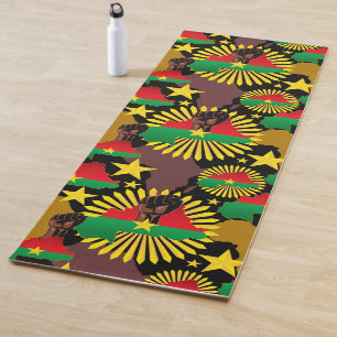 Burkina Faso Map, Flag and Revolution Fist Yoga Mat