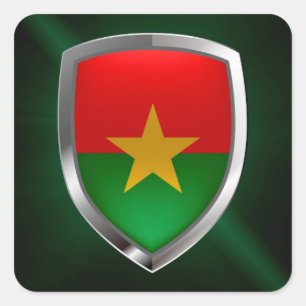 Burkina Faso Mettalic Emblem Square Sticker