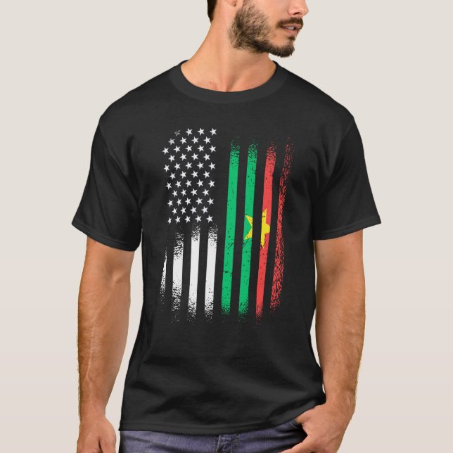 Burkinabe American Patriot Grown Country USA Flags T-Shirt (Front)