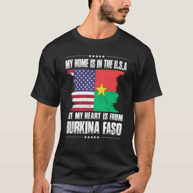 Burkinabe American Patriot Grown Proud Home Heart  T-Shirt (Front)