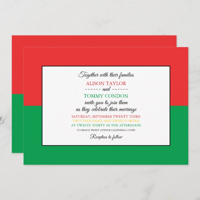 Burkinabé Flag, Flag of Burkina Faso Wedding Invitation (Front/Back)