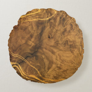 Burl wood design, Log Pouf Accent Pillow