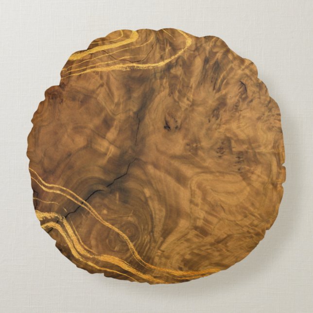 Burl wood design, Log  Pouf Accent Pillow (Front)