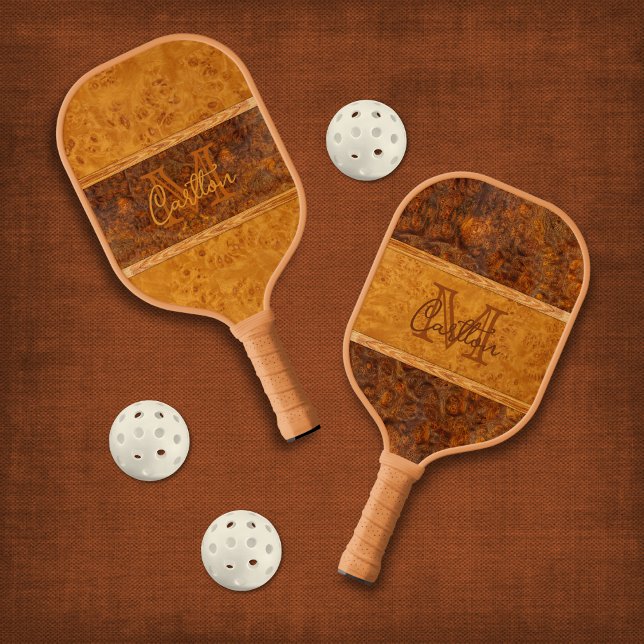 Burl Wood Graphic Monogram Pickleball Paddle (Creator Uploaded)