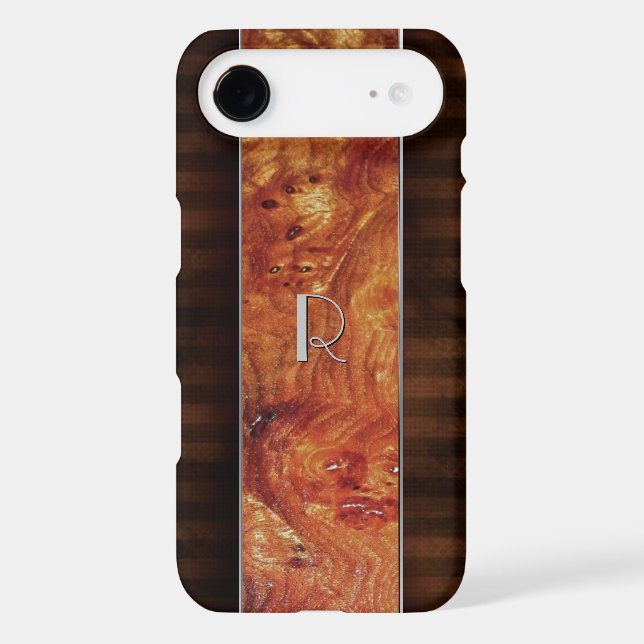 Burl Wood Look Monogrammed iPhone 6 Plus Case (Back)