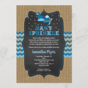 Burlap Aeroplanes Boy baby sprinkle invite