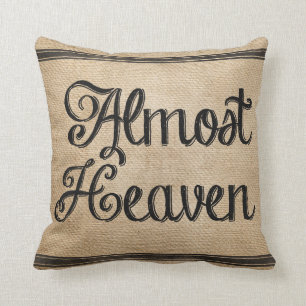 Burlap Almost Heaven Cushion
