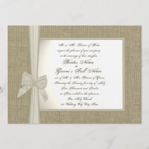 Burlap and Bow Rustic Wedding Invitation