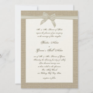 Burlap and Bow Rustic Wedding Invitation