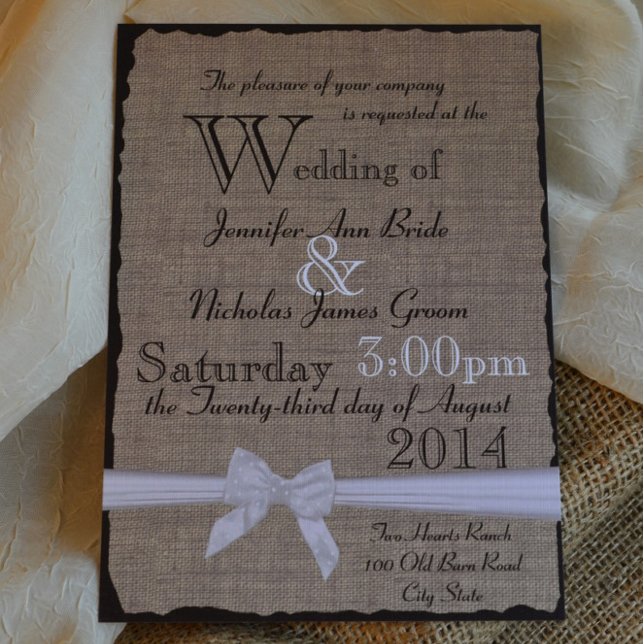 Burlap and Bows Rustic Wedding Invitation (Creator Uploaded)