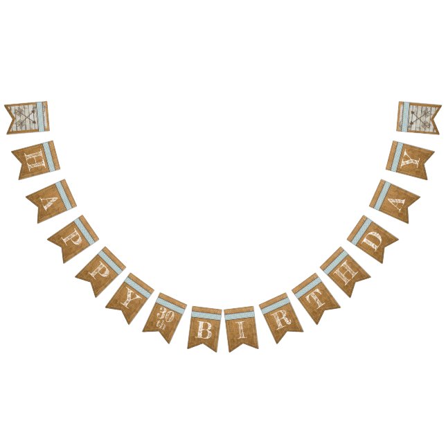 Burlap and Chevron Happy Birthday Bunting Banner (All)