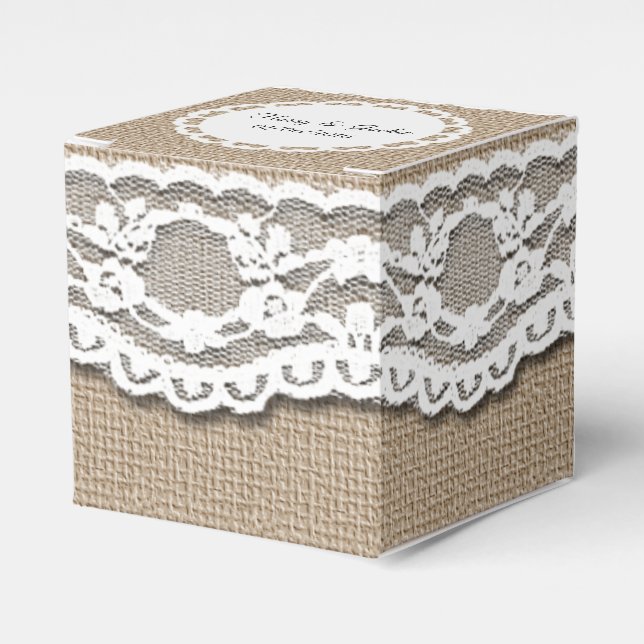 Burlap and Lace Art Favour Box (Front Side)