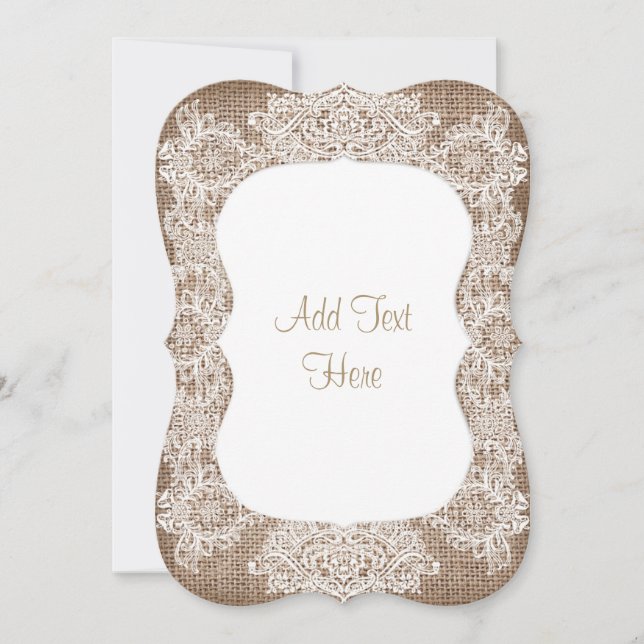 Burlap and Lace Baby Shower Add Text Invitation (Front)