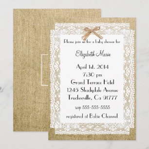 Burlap and Lace Baby Shower Invitation