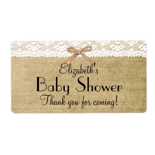 Burlap and Lace Baby Shower-Thank You Shipping Label
