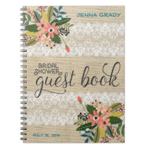 Burlap and Lace Bridal Shower Guest Book