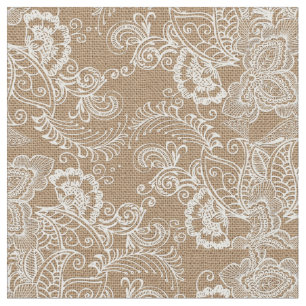 Burlap and Lace Floral Shabby Chic Fabric