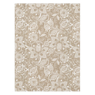 Burlap and Lace Floral Table Cloth
