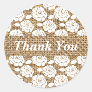 Burlap and Lace Monogram Wedding Sticker