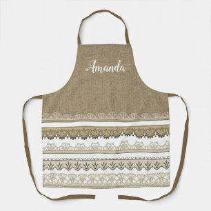Burlap and Lace Personalised All Over Print Apron