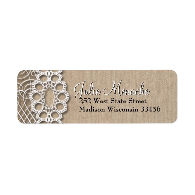 Burlap and  Lace Rustic Address Labels (Front)