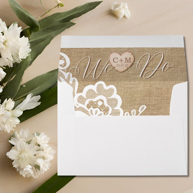 Burlap And Lace Rustic Country Wedding Envelope (Creator Uploaded)