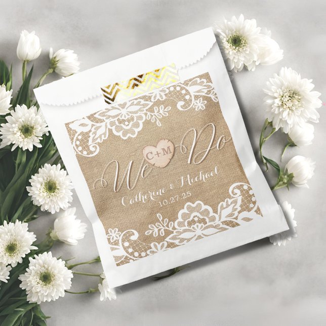 Burlap And Lace Rustic Country Wedding Favour Bag (Creator Uploaded)