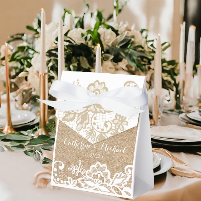 Burlap And Lace Rustic Country Wedding Favour Box (Creator Uploaded)