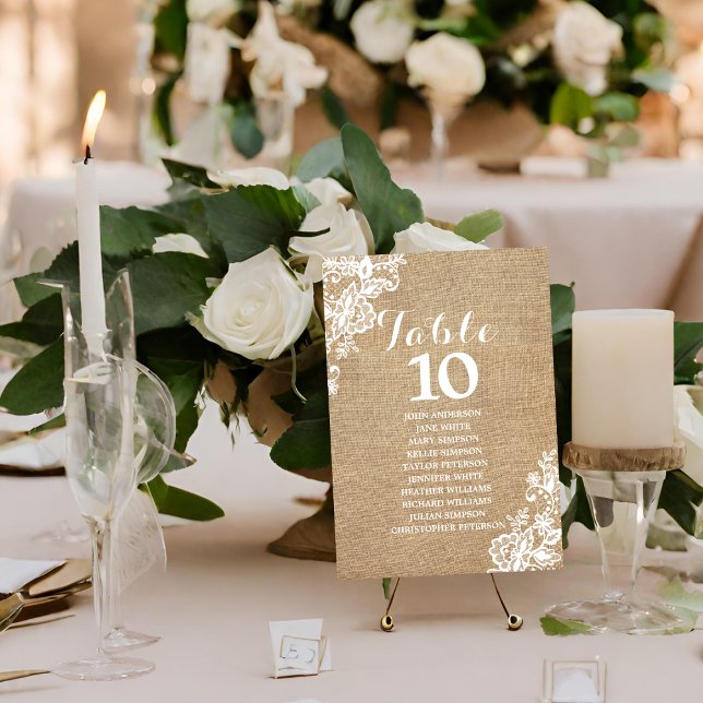 Burlap And Lace Rustic Country Wedding Table Number (Creator Uploaded)