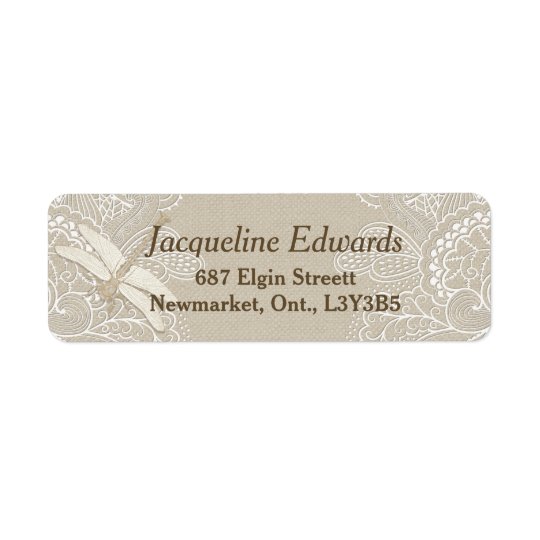 Burlap and Lace Rustic Return Address Label