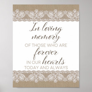 Burlap and Lace Rustic Wedding, In loving memory Poster