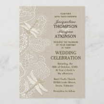 Burlap and Lace Rustic Wedding Invitation