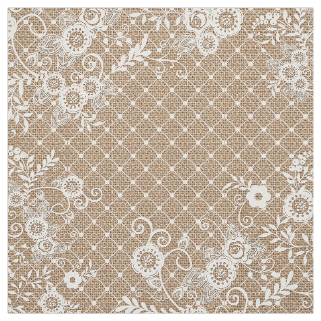 Burlap and Lace Shabby Chic Fabric (Swatch)