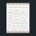 Burlap and Lace Wedding Advice Cards, Rustic Postcard<br><div class="desc">Our rustic burlap and lace fill-in-the-blank advice cards are a fun activity to have a wedding reception or bridal shower. You can change the heading wording if you would like by using Zazzle's "Personalise this template" tool. Be sure to check out our large selection of coordinating items by browsing the...</div>