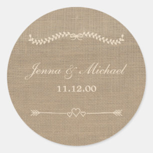 Burlap and Lace wedding envelope round seal