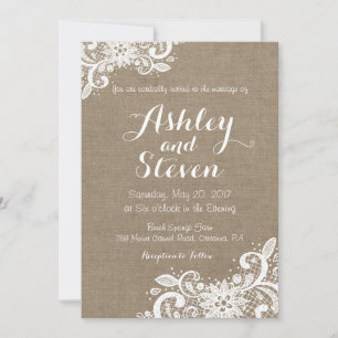 Burlap and Lace wedding invitation