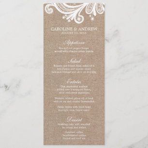 Burlap and Lace Wedding Menu Cards