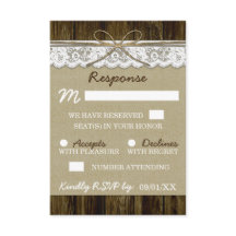 Burlap and Lace with Twine Wedding RSVP Cards