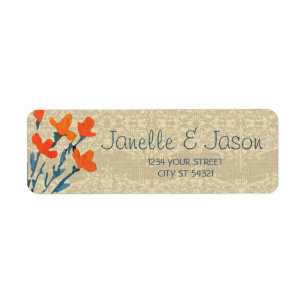 Burlap and Orange Flowers, Address Labels