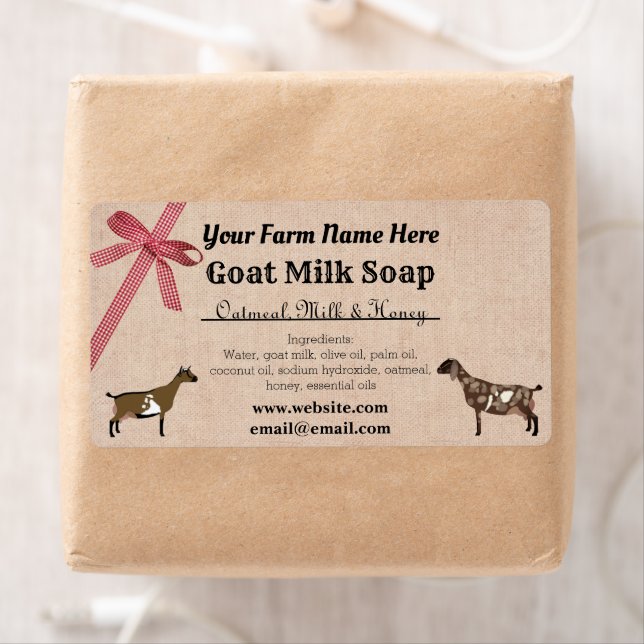 Burlap and Plaid Goat Milk Soap Label (Insitu)