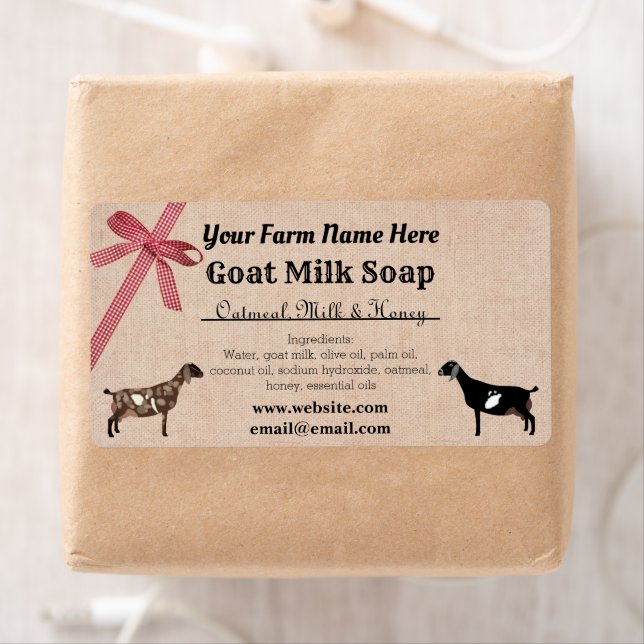 Burlap and Plaid Goat Milk Soap Label - Nubian (Insitu)