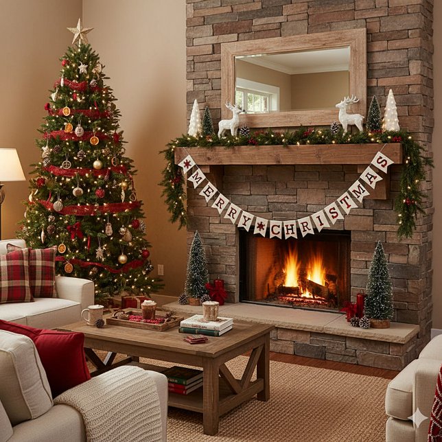Burlap and plaid Merry Christmas Bunting (Creator Uploaded)