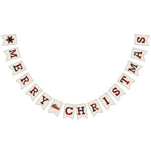 Burlap and plaid Merry Christmas Bunting