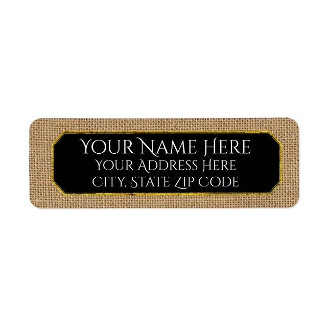 Burlap and Your Colour Text Return Address Label (Front)